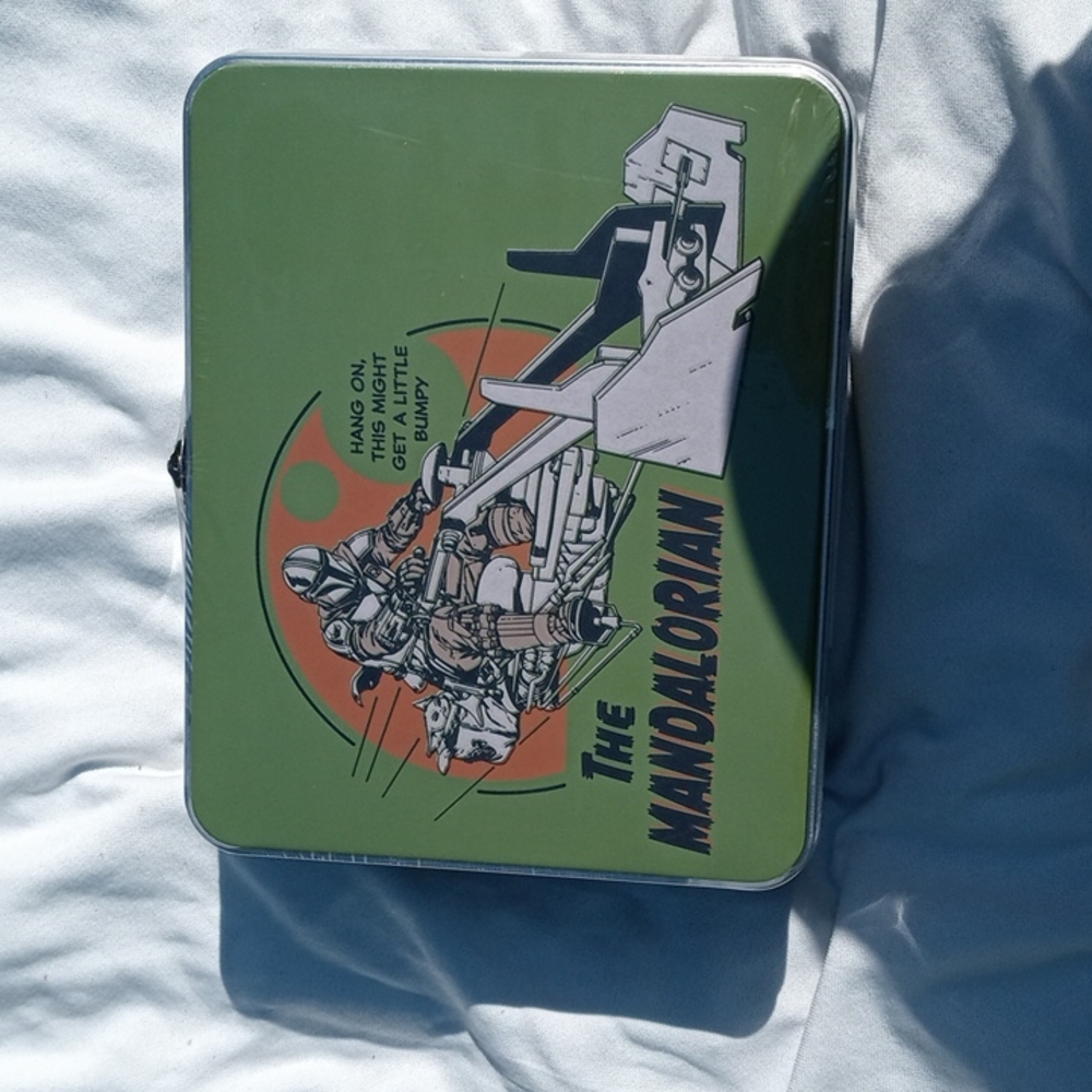 6 Pc Mandalorian Lunch Box Tin socks sticker planter keychain CultureFly nib